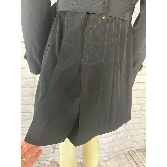 Kenneth Cole black trench coat with gold buttons and belt size medium - Picture 9 of 12